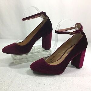 INC International Concepts “ Gallan”  Burgundy Ankle  Strap Pumps